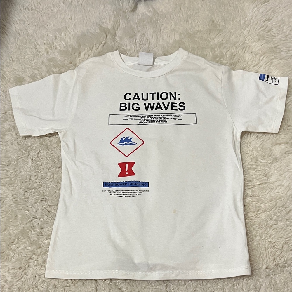 Zara White Graphic Boys T-Shirt with Big Waves Print